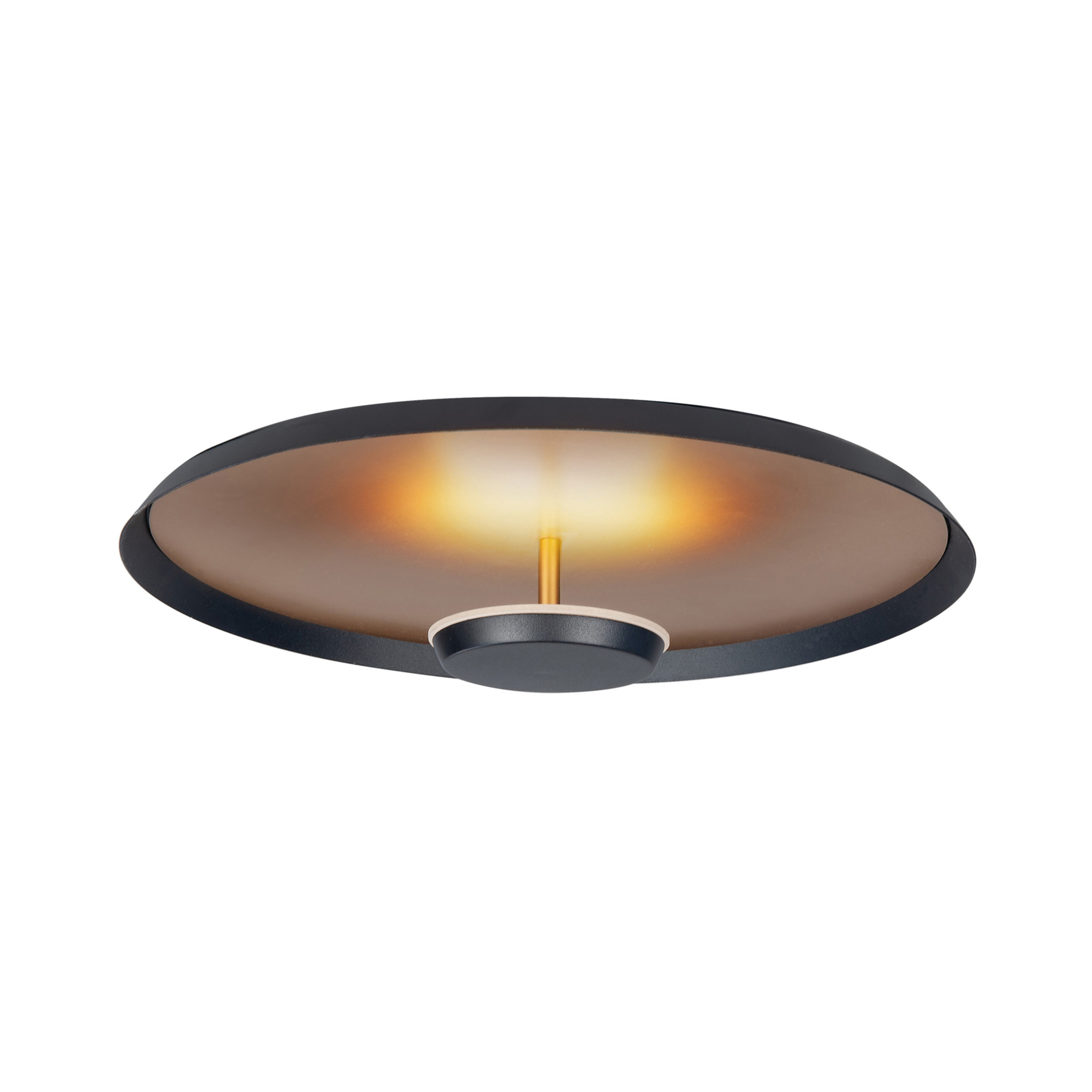 Plafonnier LED Oro, Ø 45 cm, noir/or, métal à intensité variable