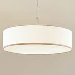 Lindby pendel Sebatin, Ø 50 cm, creme, stof, E27