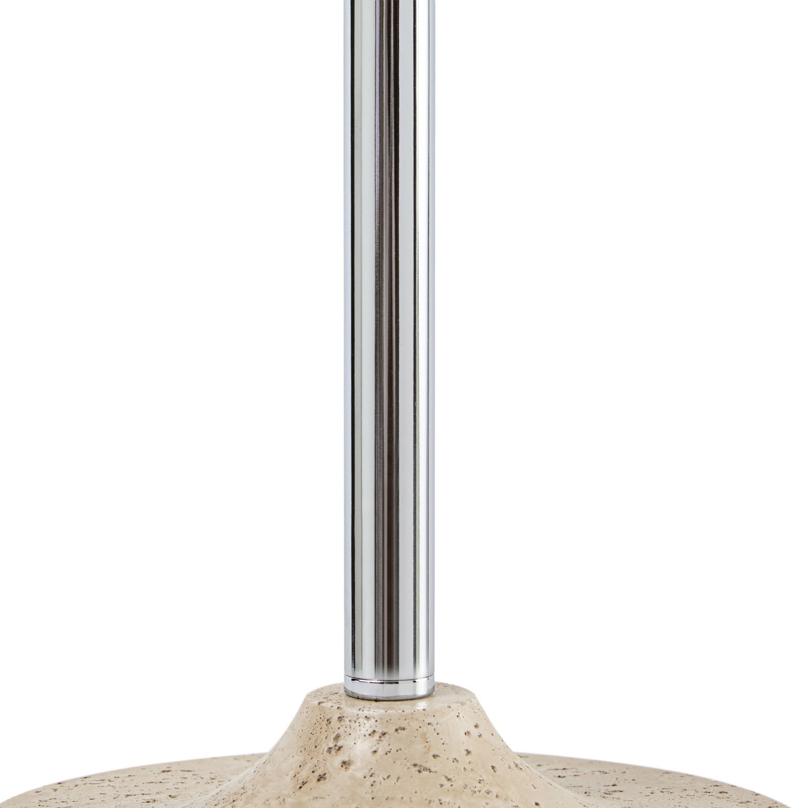 Lampe à poser Nola Elovie, naturel/chrome, tissu/travertin, 35 cm