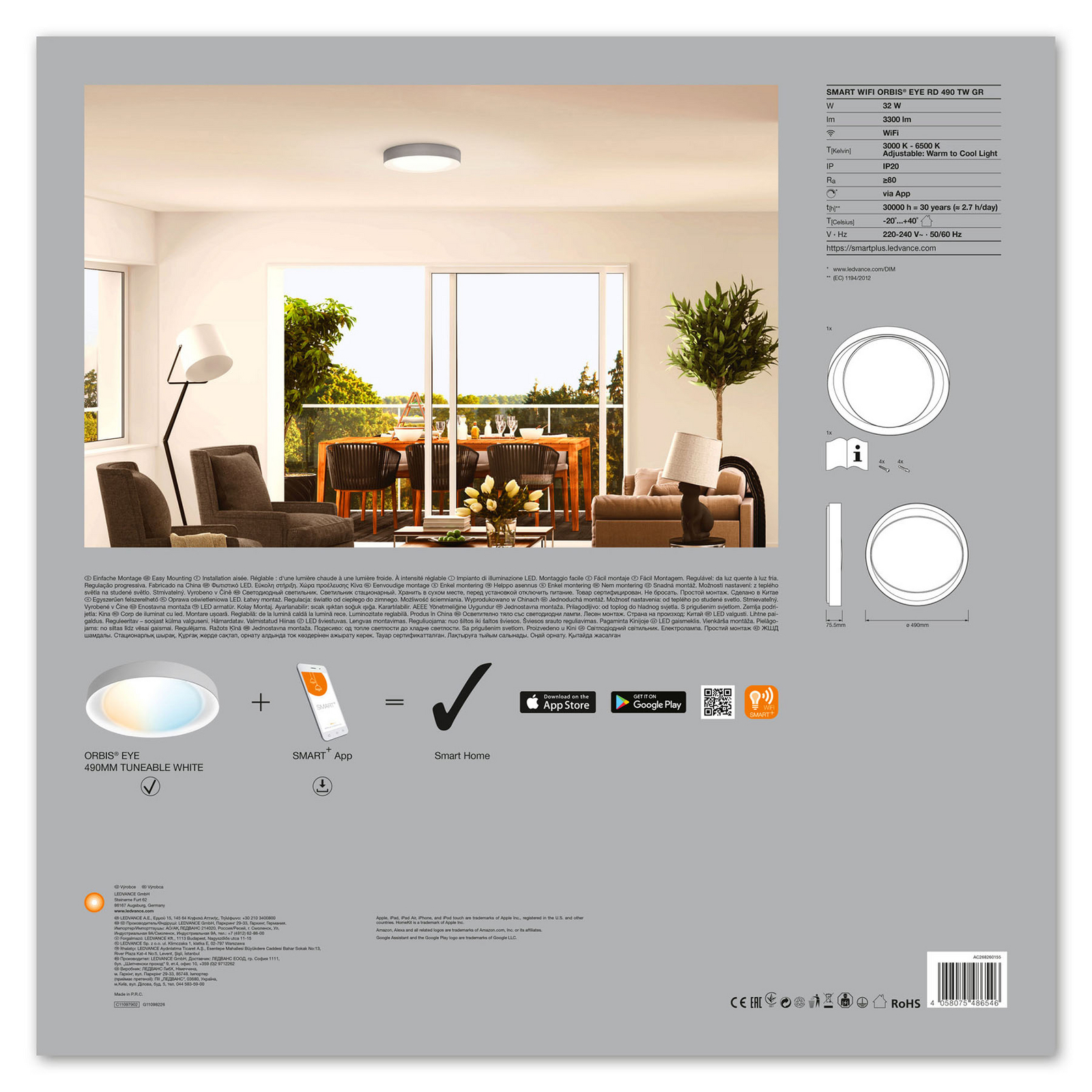 LEDVANCE SMART+ WiFi Orbis Eye 3,000-6,500K 49cm