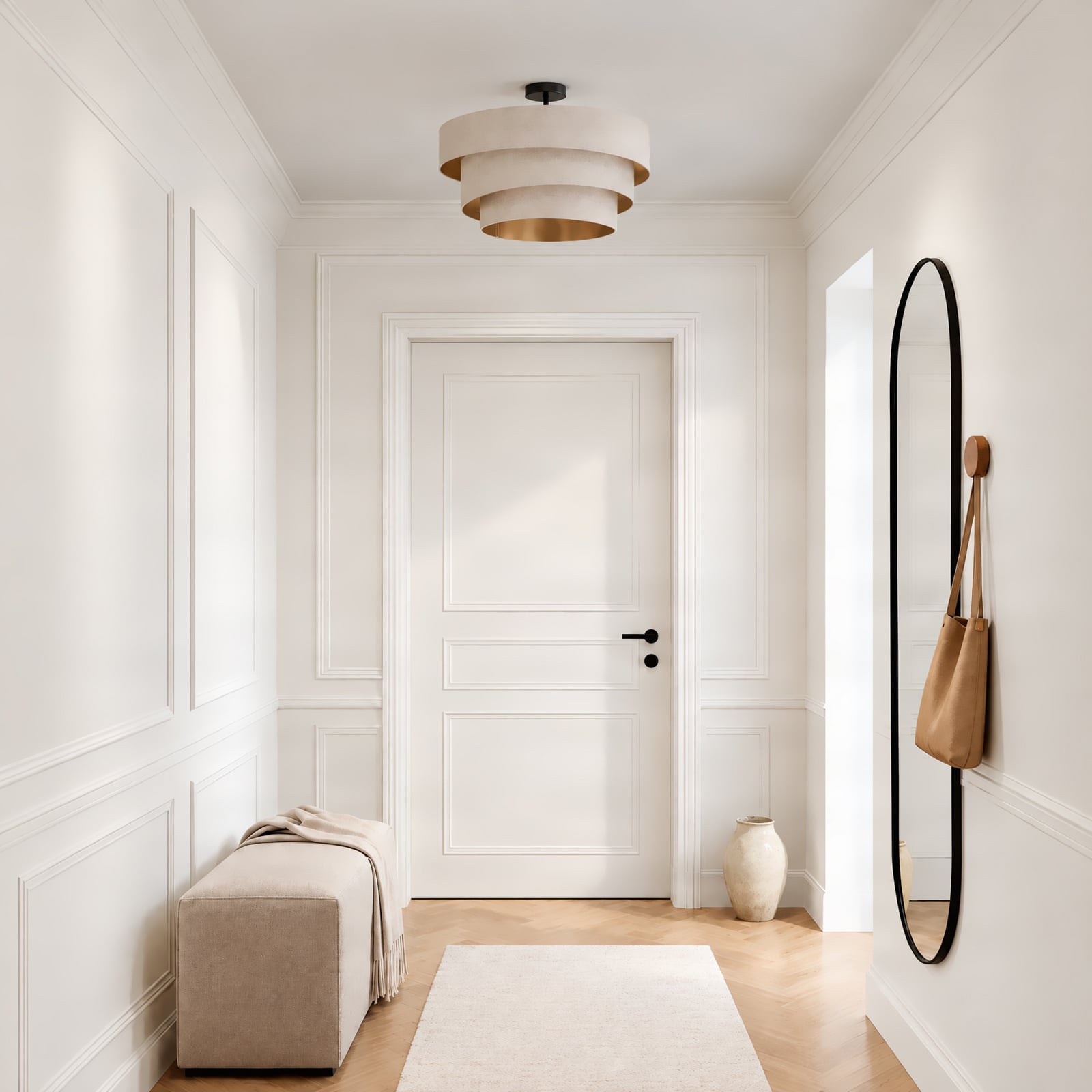 Lindby Jusari ceiling lamp, cream, fabric, Ø 56 cm, E27