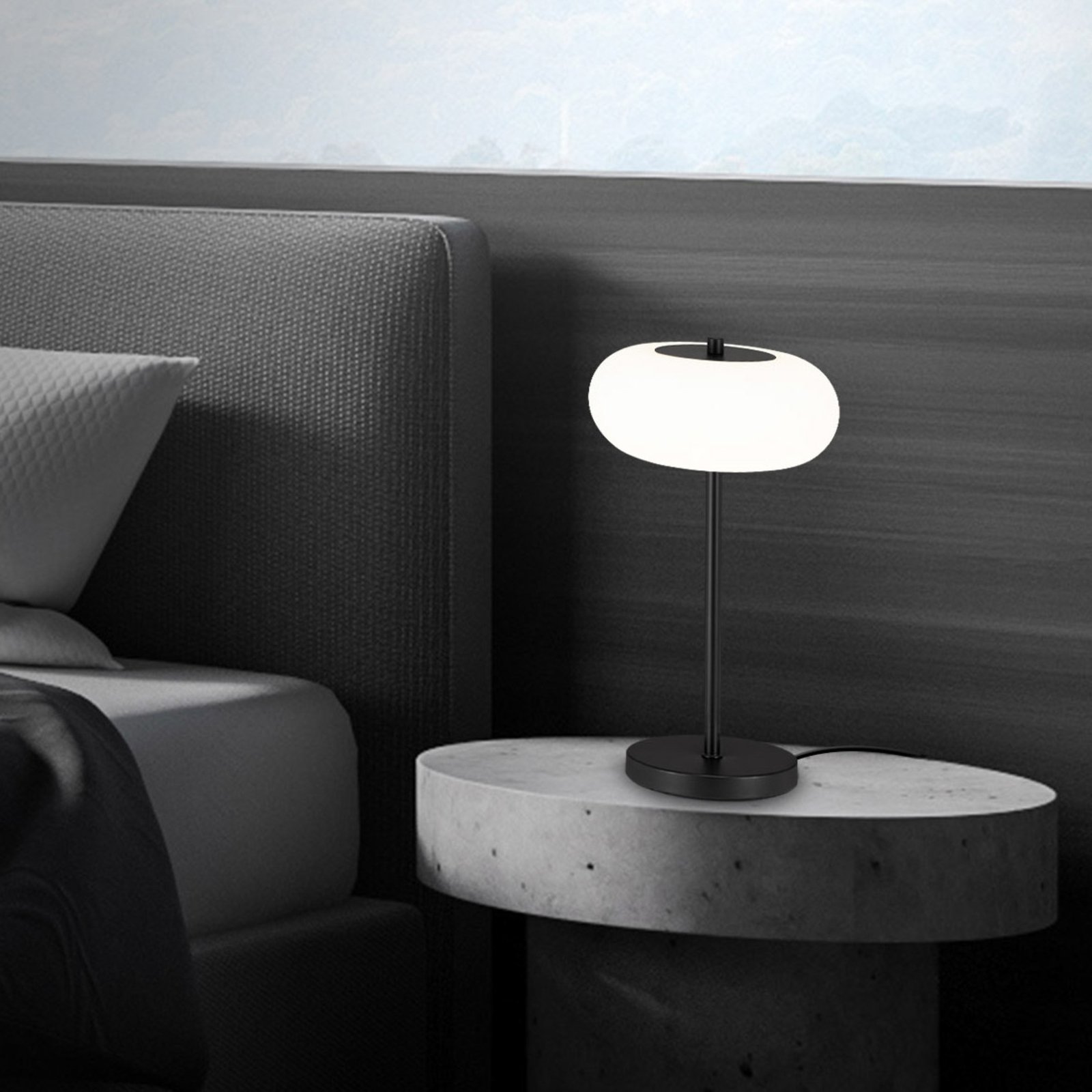 Lampa stołowa LED Voco ze ściemniaczem, czarna