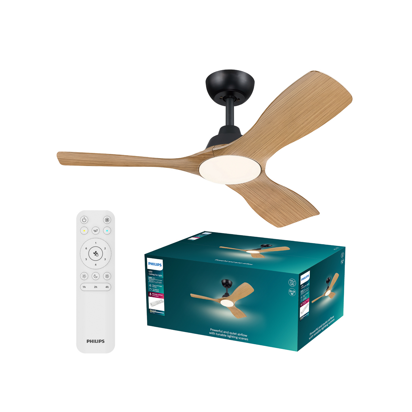 Wentylator LED Philips Olas, średnica 106 cm, brązowo-czarny, CCT
