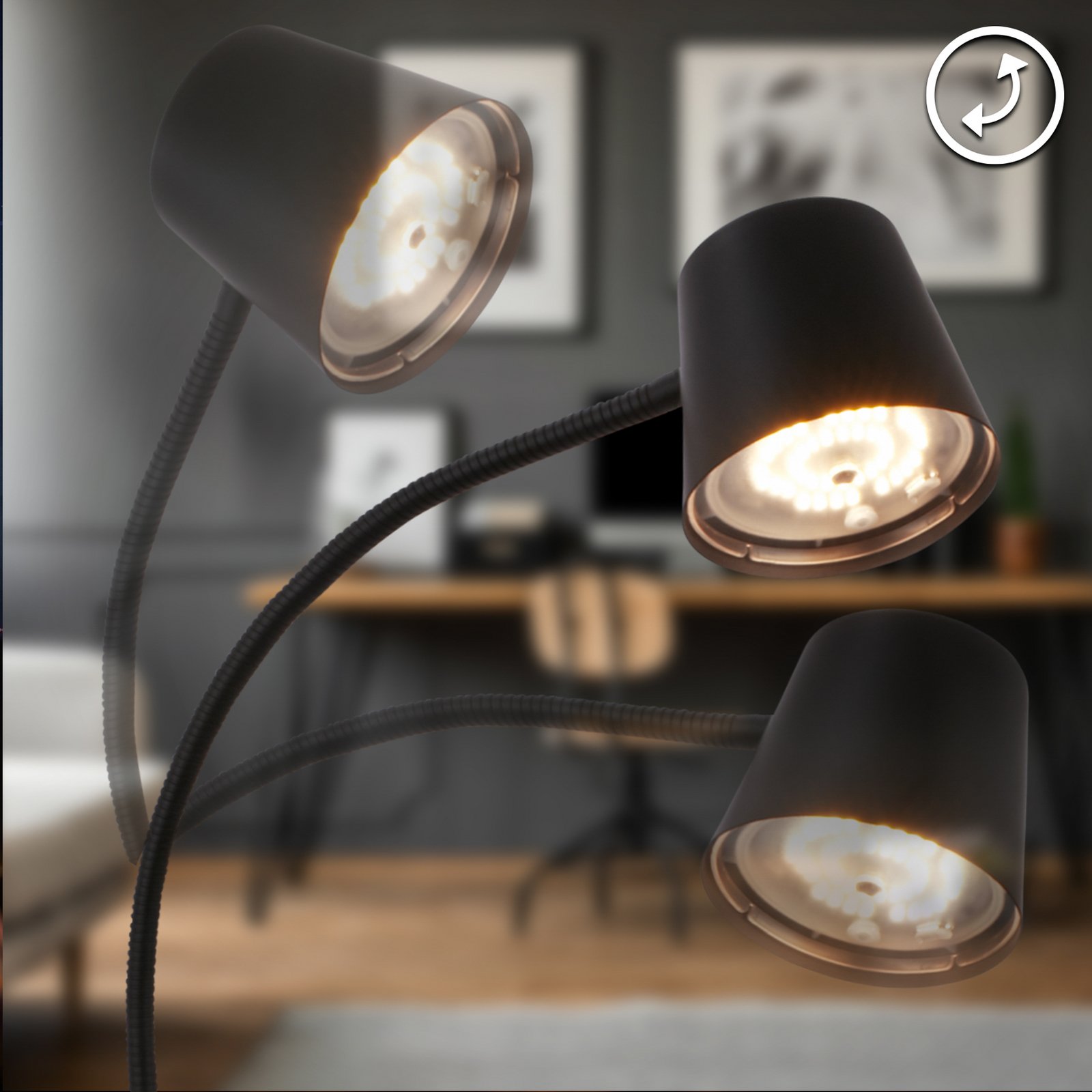 Cielo LED-es újratölthető állólámpa, fekete, érintésvezérlésű