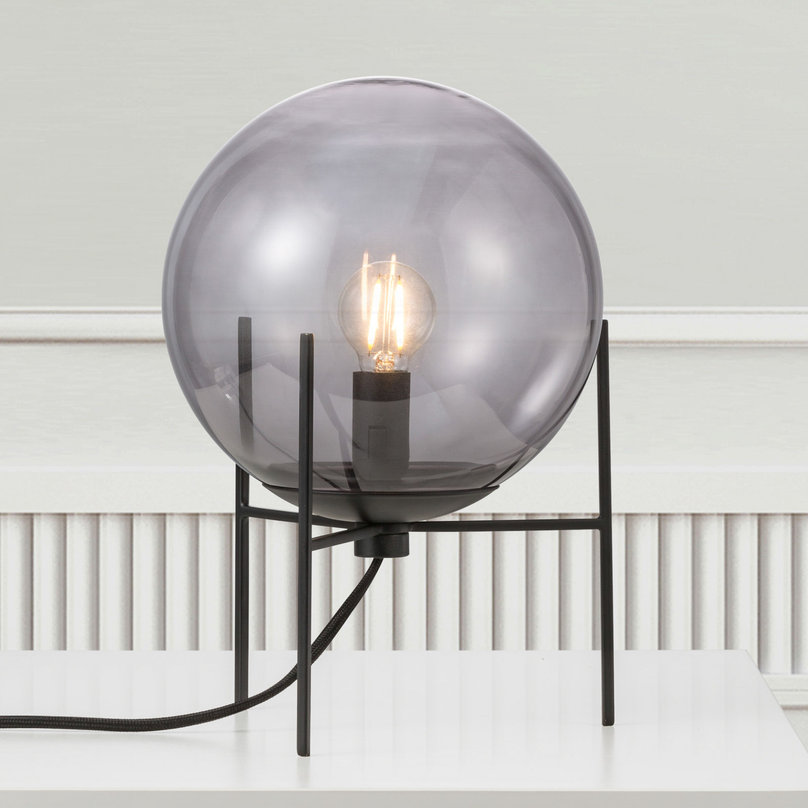 Table lamp Alton, smoky grey lampshade