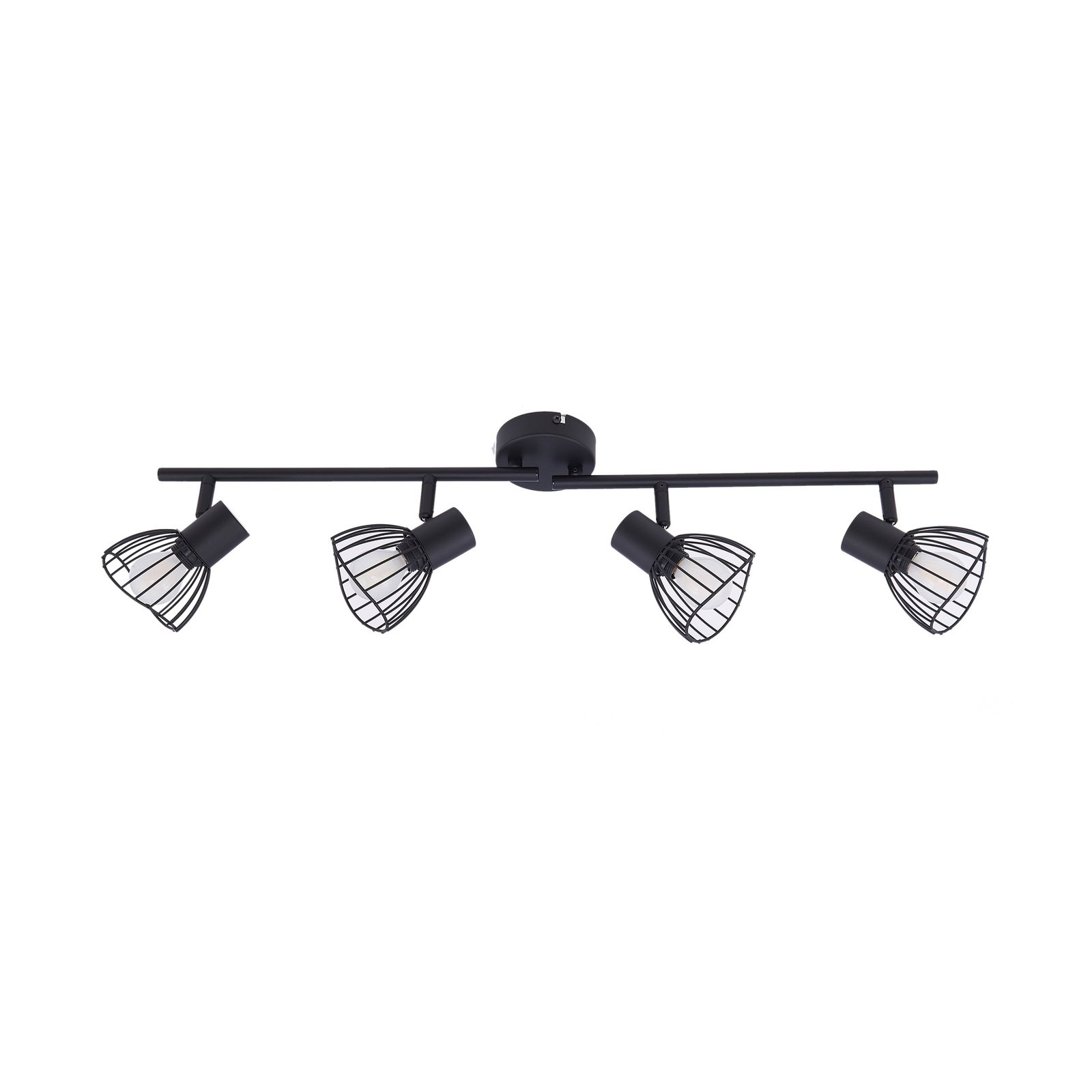 Lindby plafondlamp Piena, zwart, 4-lamps, metaal, 70cm