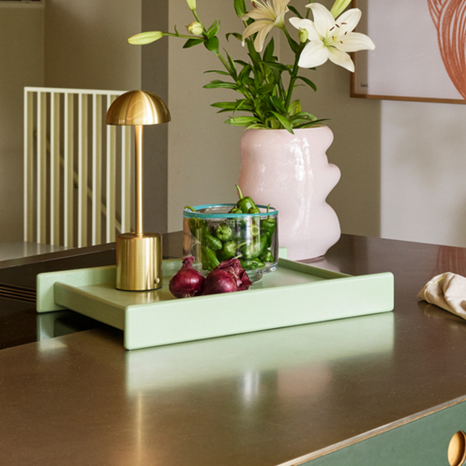 Cuenco Clea transparente/verde, Ø 15 cm, cristal - Hübsch