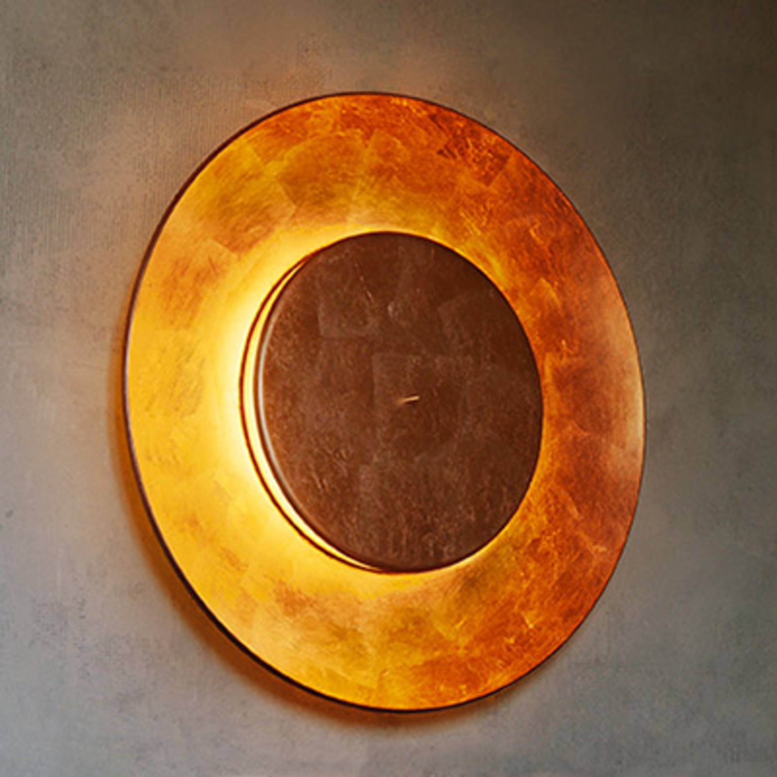 Fontana Arte Copper leaf-plated wall light Lunaire 75 cm, for Living / Dining Room, aluminium, 2GX13, 55 W, energy efficiency: A++