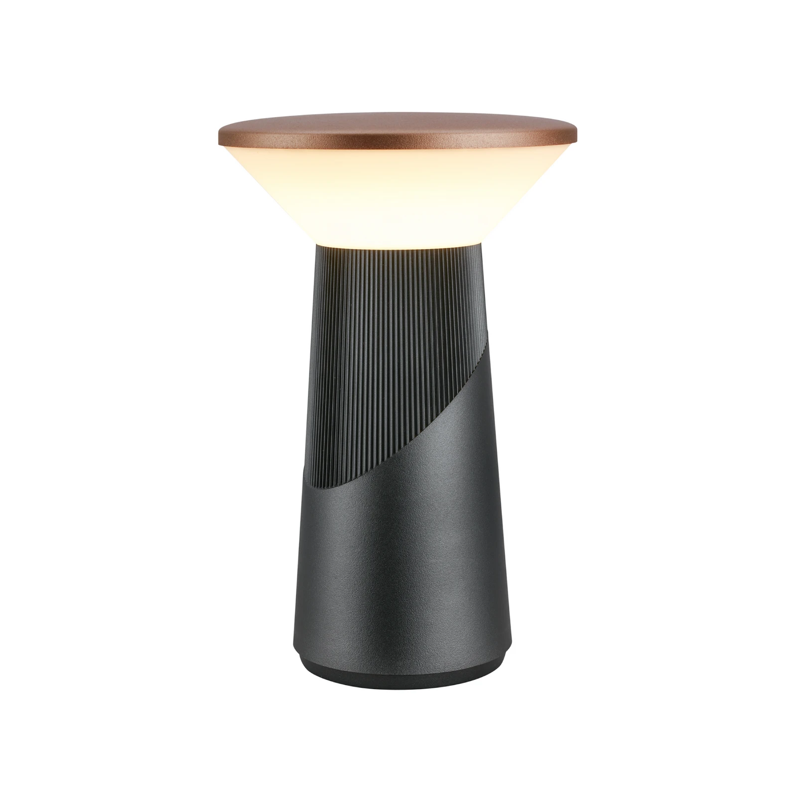 Lampada LED da tavolo ricaricabile Pilia, bronzo/antracite, altezza 24 cm, IP44