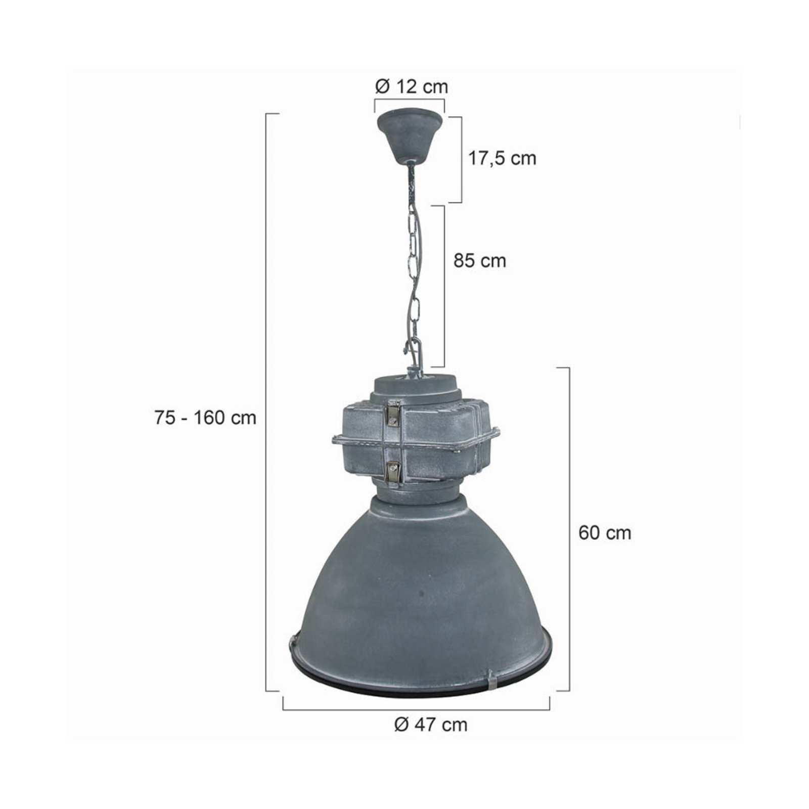 Viseća svjetiljka Mexlite Densi, siva, Ø 47 cm, metal