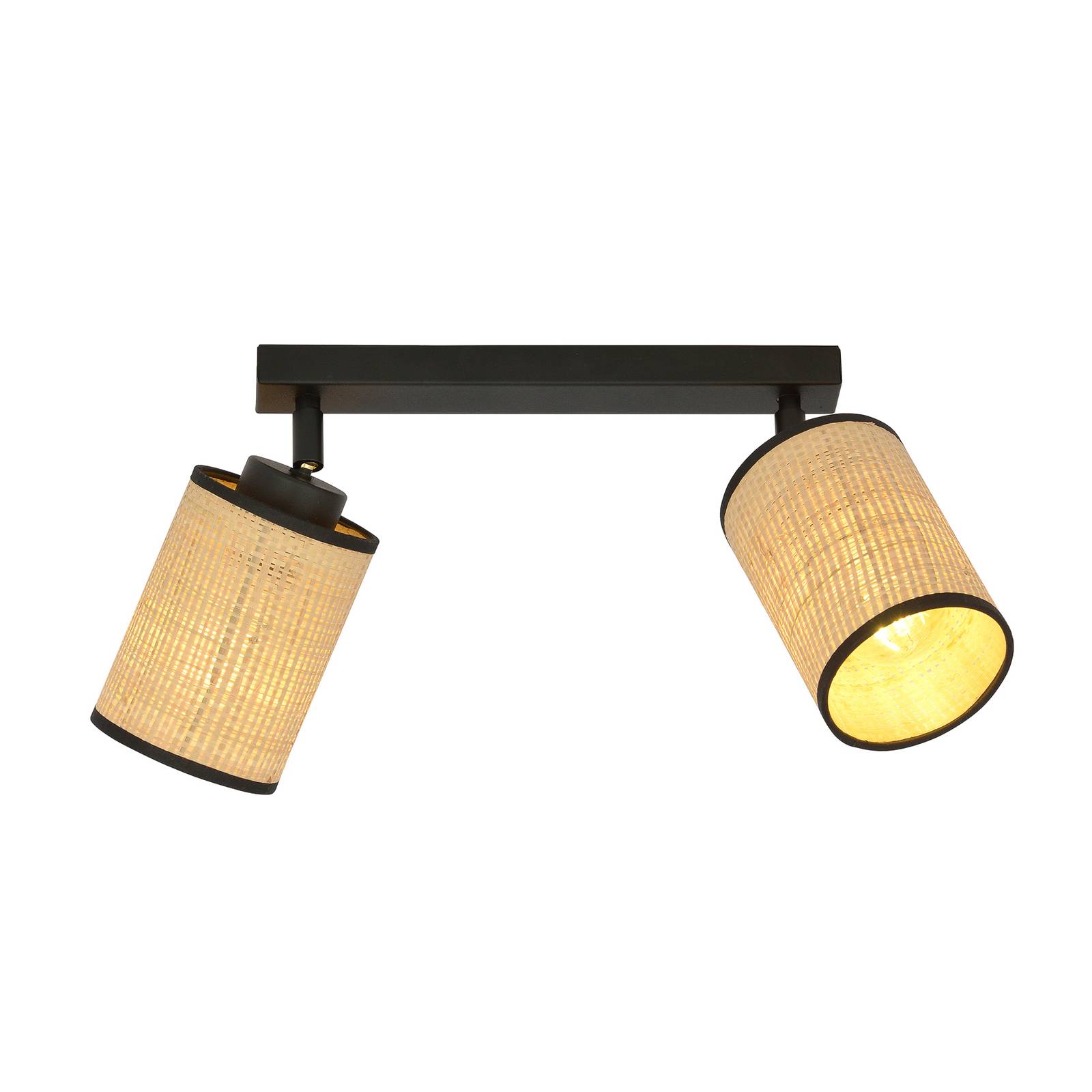 Spot pour plafond Yoga noir/aspect rotin 2 lampes