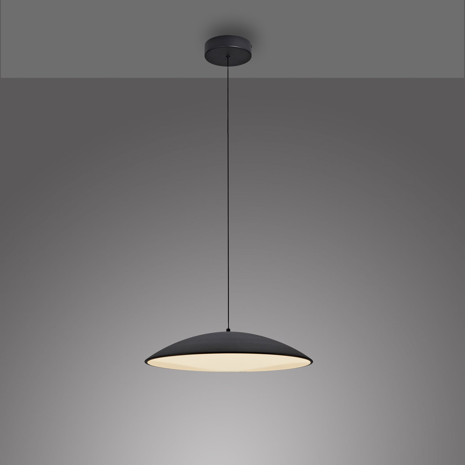 LED viseća svjetiljka LENTE, crna, Ø 50 cm, metal, s prigušivačem