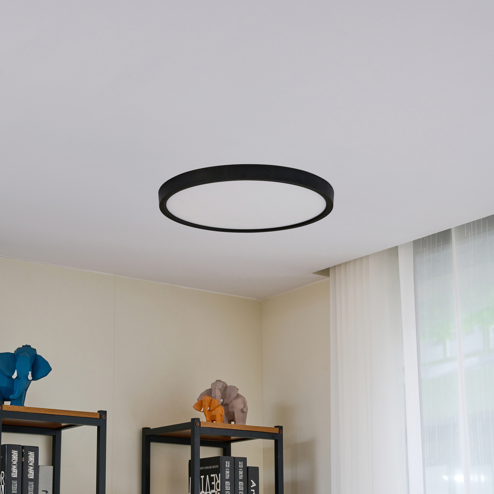 Lindby Smart LED stropna svjetiljka Pravin, Ø 50 cm, CCT, crna