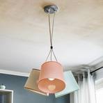 Hanglamp Rossa, 3-lamps, grijs/roze
