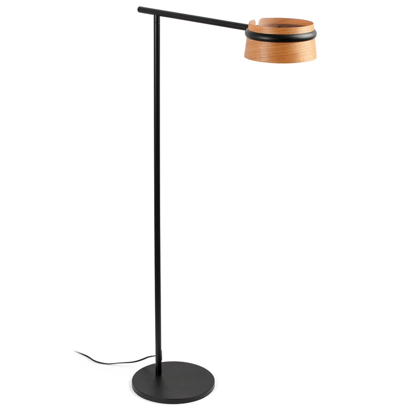 LED Stehlampe Loop mit Touchdimmer u. Holz Schirm LED Stehlampe Loop mit Touchdimmer u. Holz Schirm