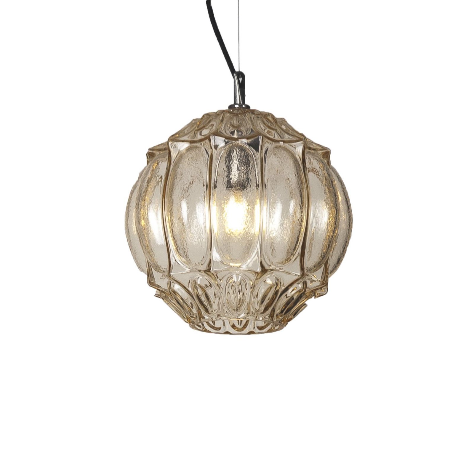 Karman hanglamp Ginger, geel, hoogte 26 cm, glas, E27