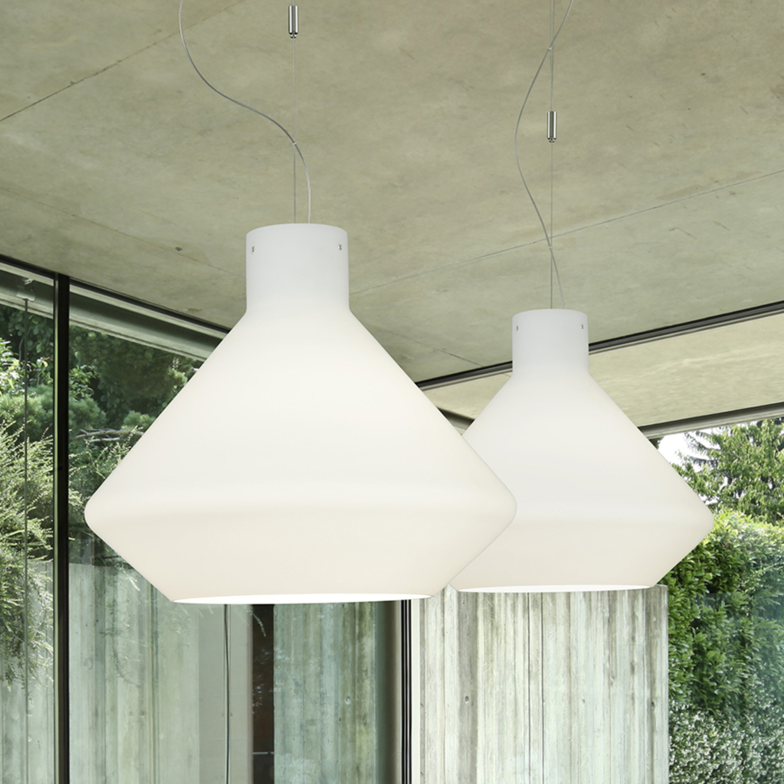 Casablanca 2-bulb LED pendant light Corpo D, for Living / Dining Room, hand-blown glass, 17 W, energy efficiency: A+, H: 28 cm