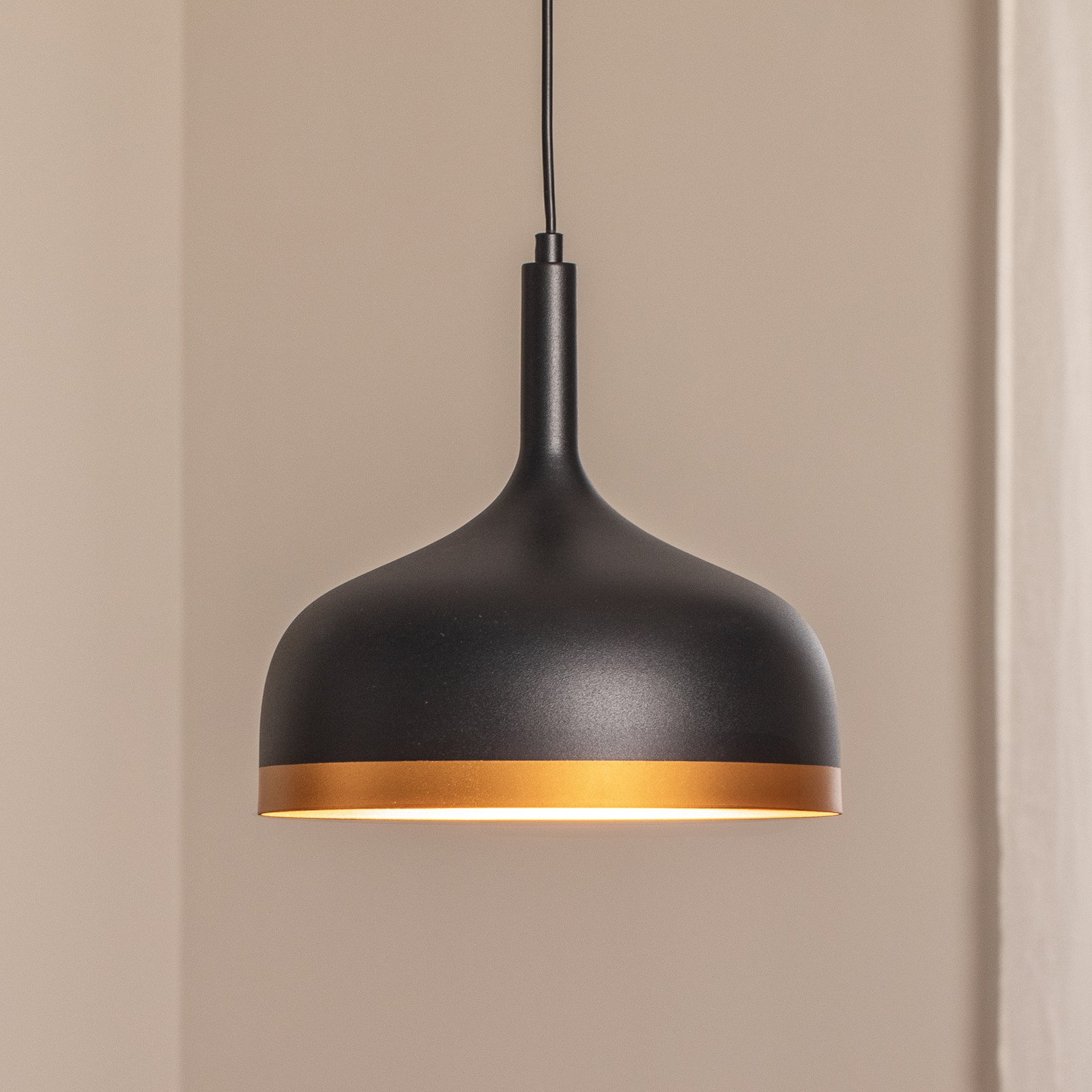 Opviq Lampă suspendată Sivani MR-826 negru/auriu metal Ø 30 cm - Camera de zi / sufragerie - negru auriu