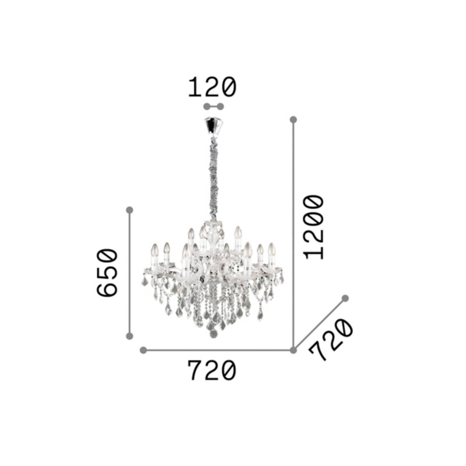 Photos - Chandelier / Lamp Ideal Lux Ideallux  chandelier Florian chrome-coloured, crystal, 12flg. 