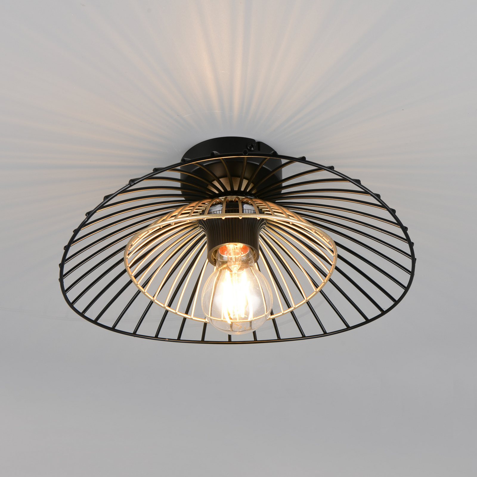 Φωτιστικό οροφής Lauris, μαύρο ματ, Ø 30 cm, μέταλλο, E27