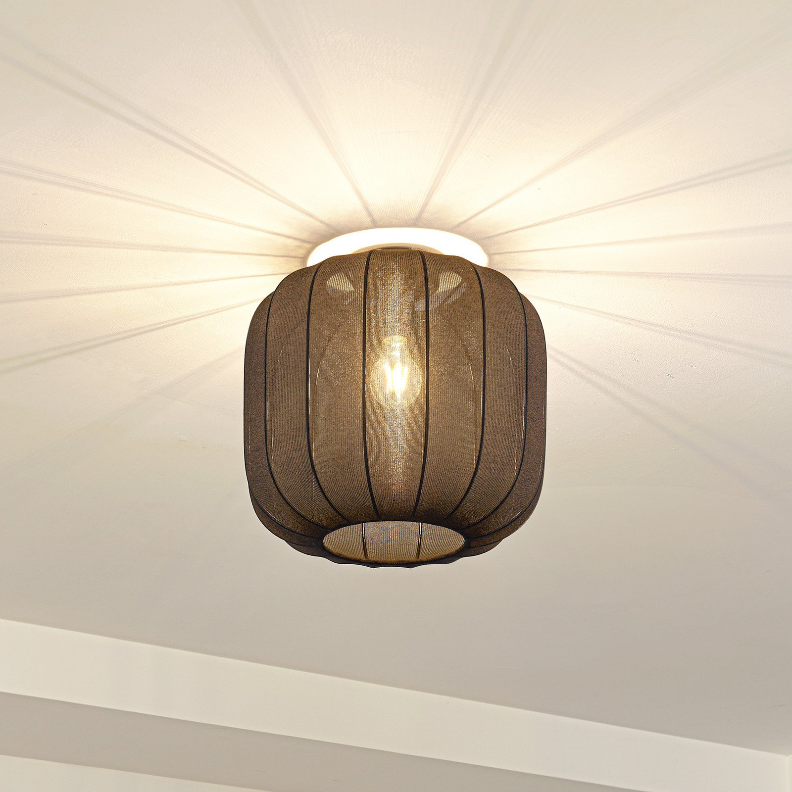 Lindby Helin plafonieră negru țesătură Ø 35 cm - Camera de zi / sufragerie - Scandinavă - Țesătură / Textil