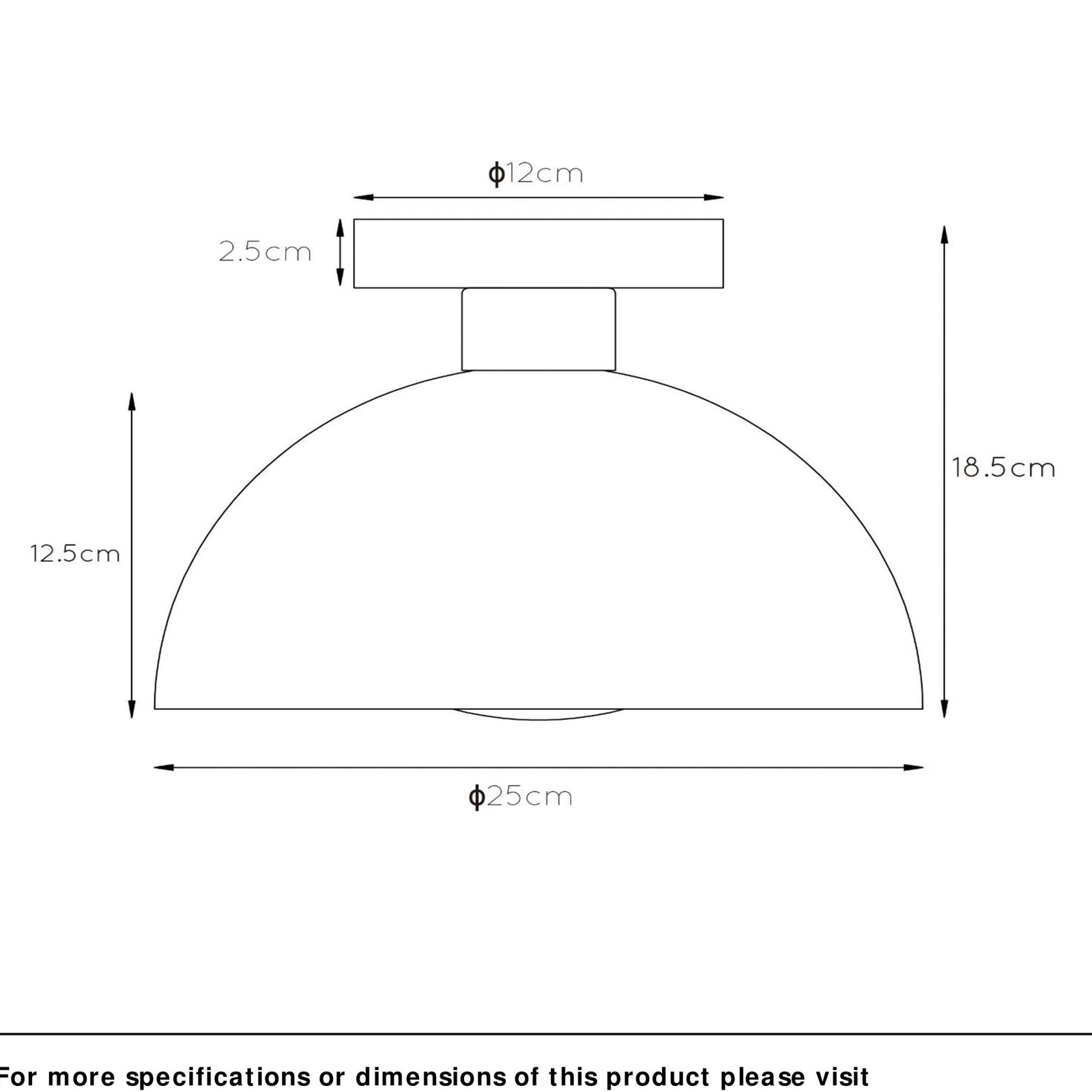 Candeeiro de teto Siemon em aço, Ø 25 cm, preto