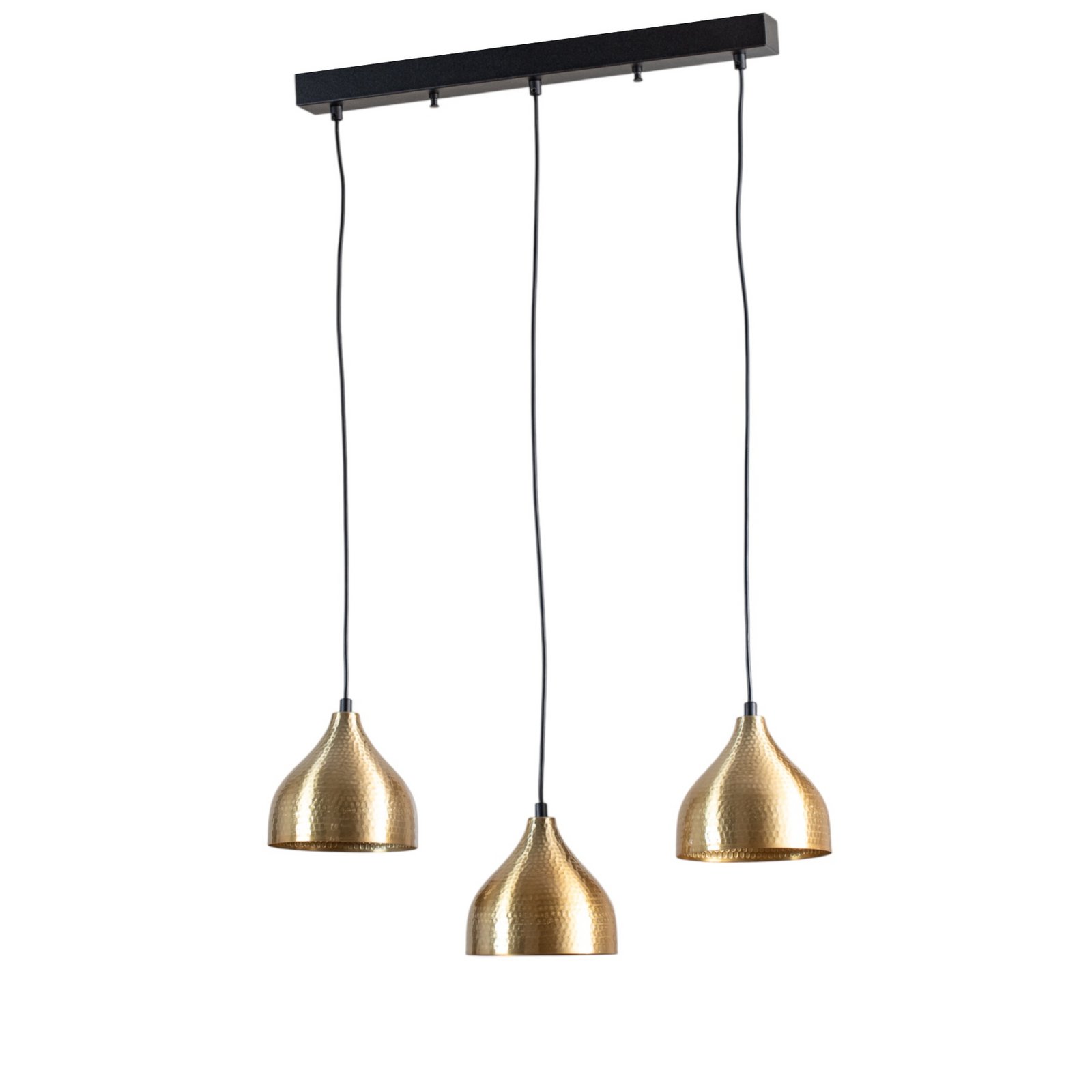 Tattoo 6214 pendant light, gold-coloured metal, 3-bulb, linear