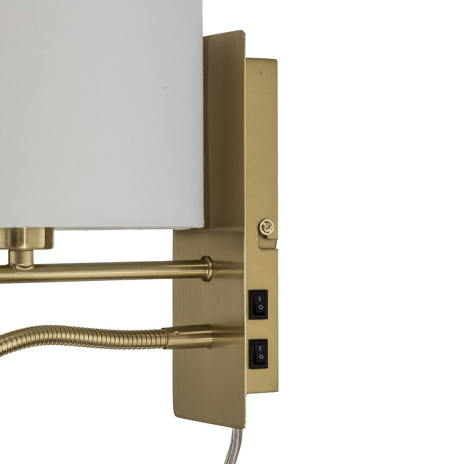 Lampa ścienna Lindby Florens, mosiądz, lampka do czytania LED, 23,5 cm
