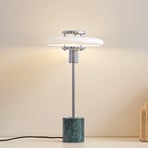 Lindby Lampada da tavolo Branford, 46 cm, bianco/verde, vetro/marmo