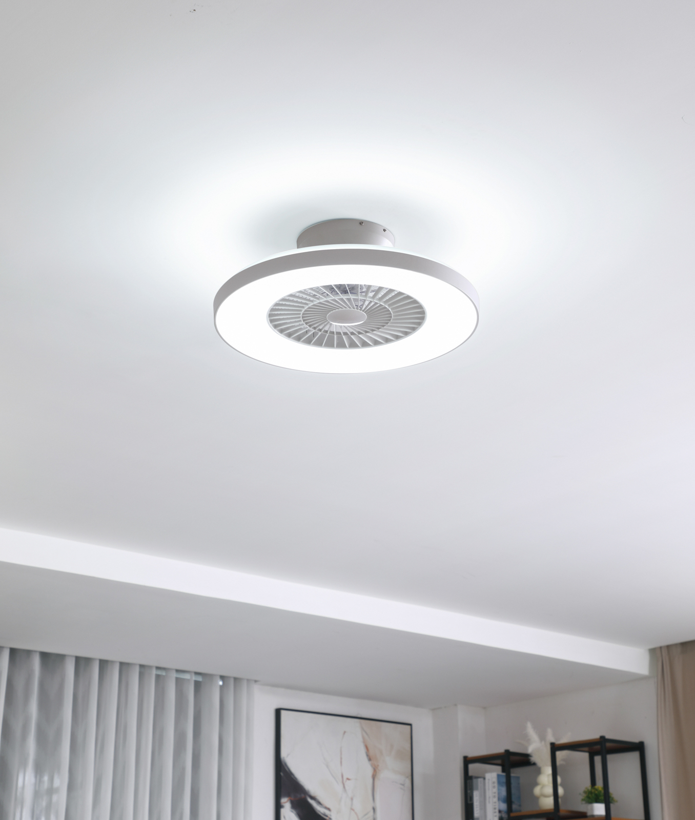 Lindby Smart LED mennyezeti ventilátor Paavo, szürke, csendes, Tuya