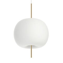 kdln Lámpara colgante Kushi, latón/blanco, Ø 43 cm, atenuable