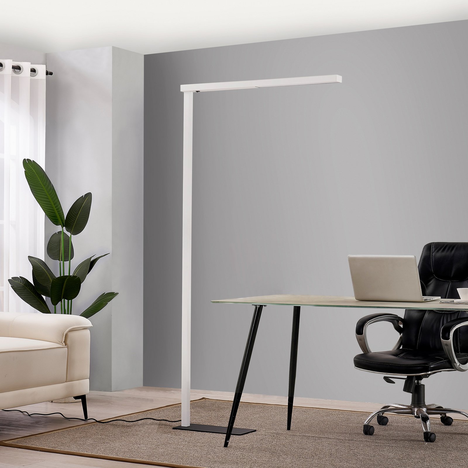 Arcchio LED office floor lamp Tamilo, white, metal, 194 cm