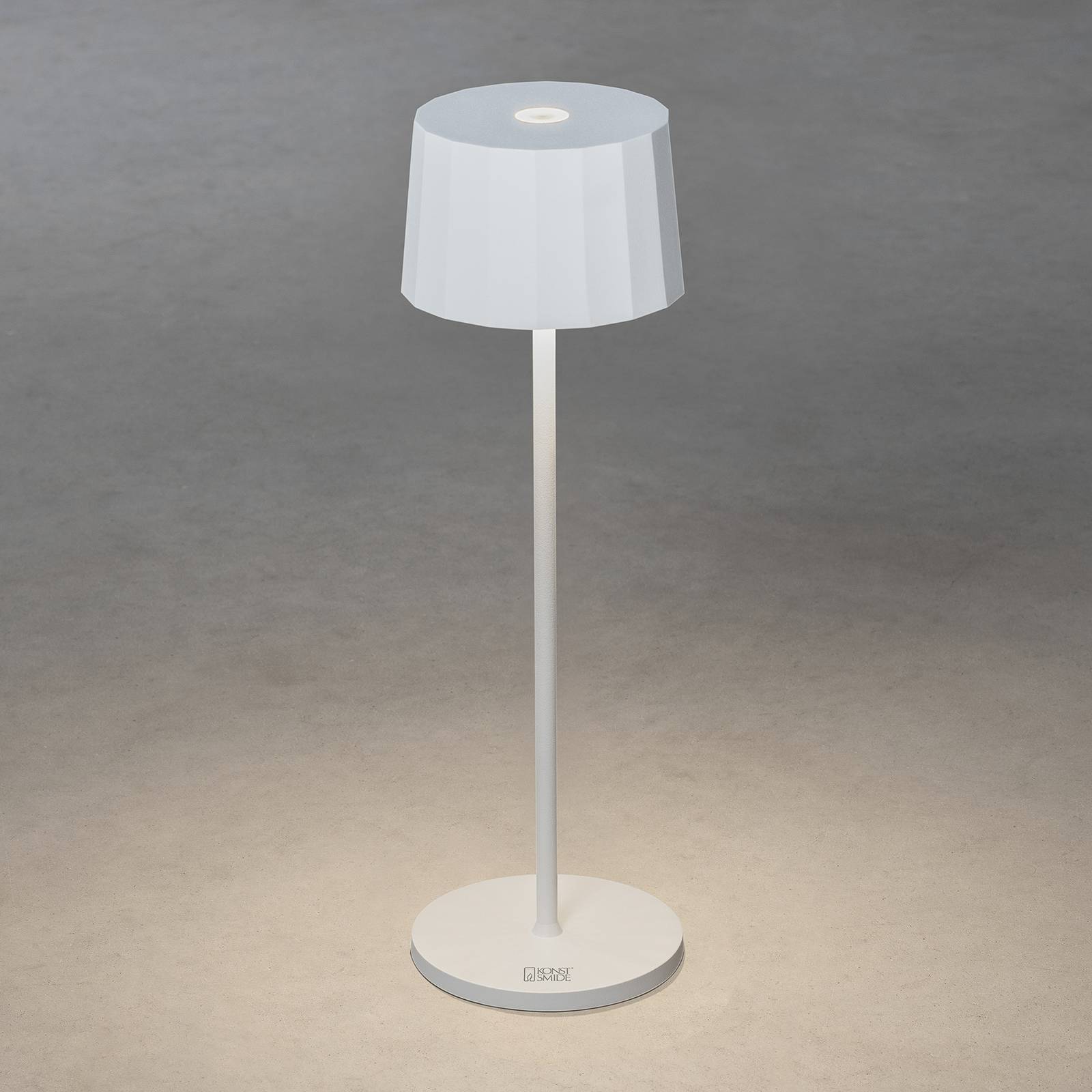 E-shop Stolná LED lampa Positano do exteriéru, biela