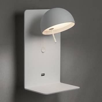 Bover Beddy A/02 LED-væglampe, hvid med USB-port