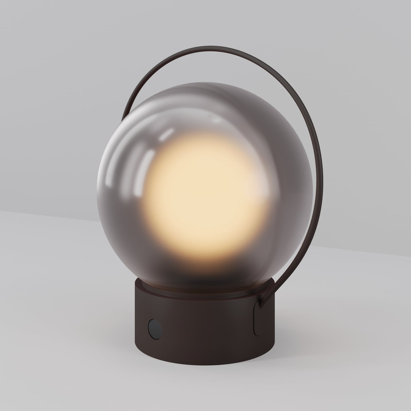 Elyra LED-bordlampe med batteri, brun, højde 20 cm, IP54, dæmper