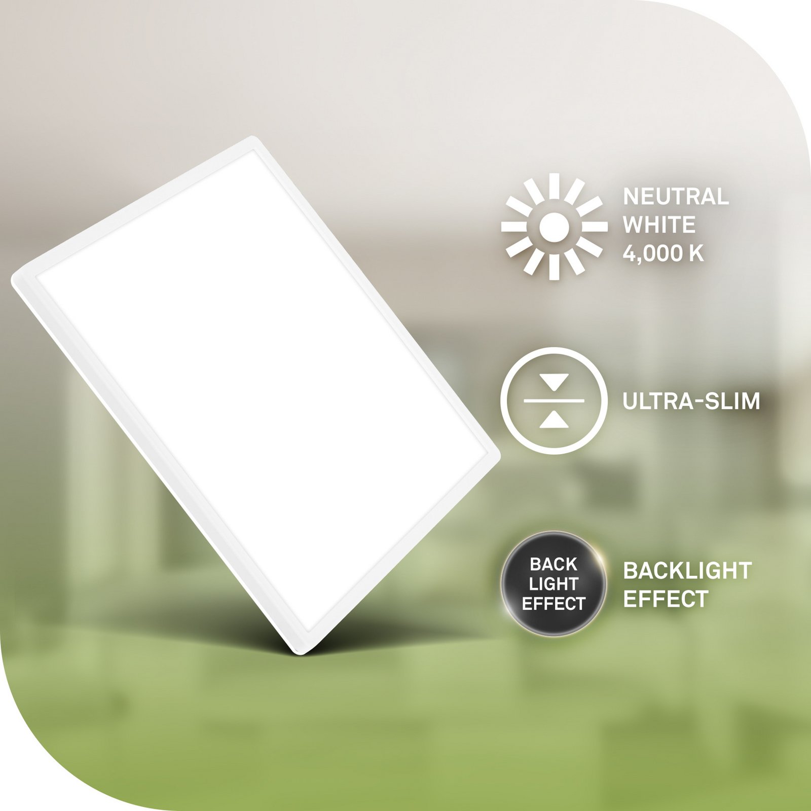 Plafonnier LED Tava A, 42x42 cm, plastique, blanc