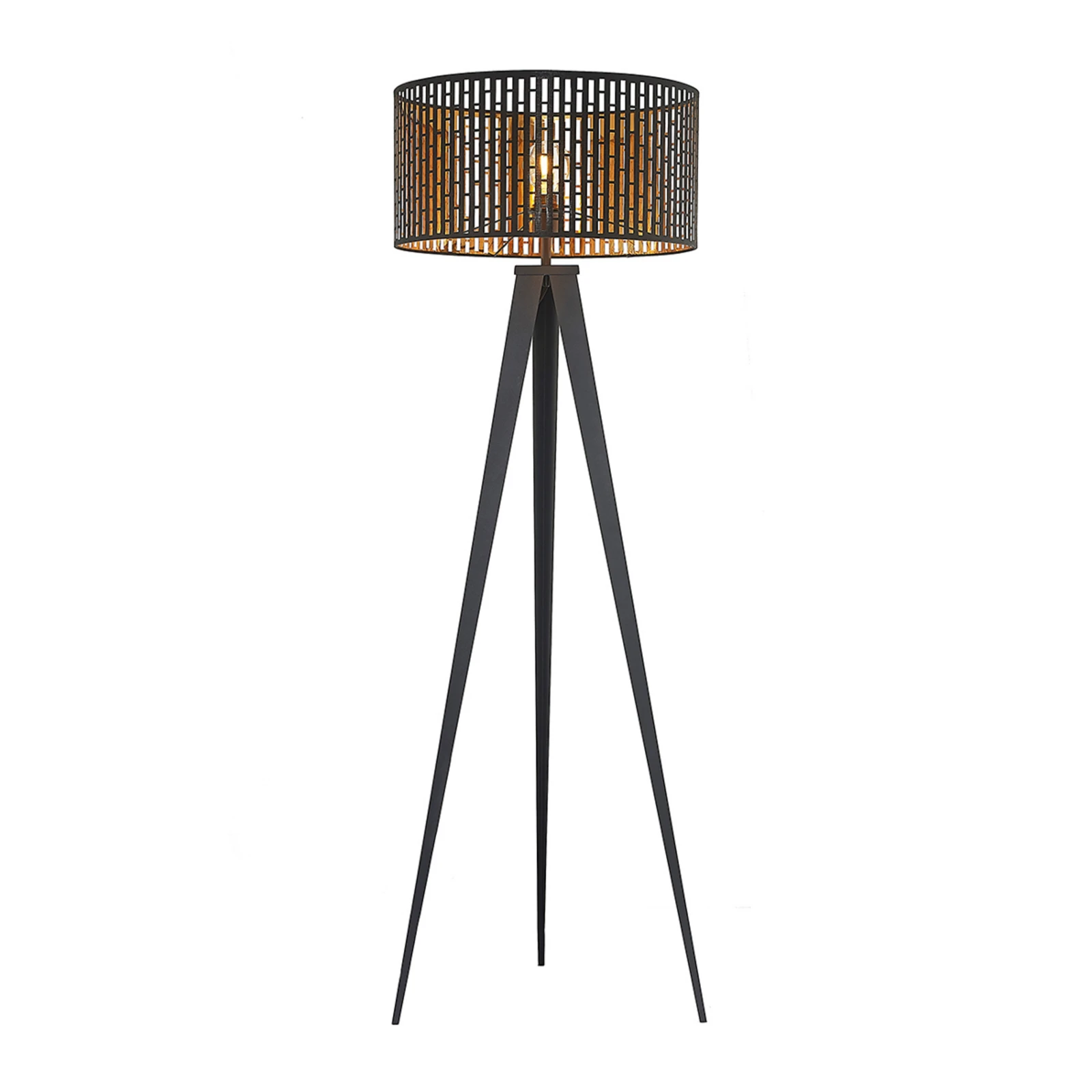 Lindby lattiavalaisin Thoralf, jalusta, musta, tekstiili, Ø50cm