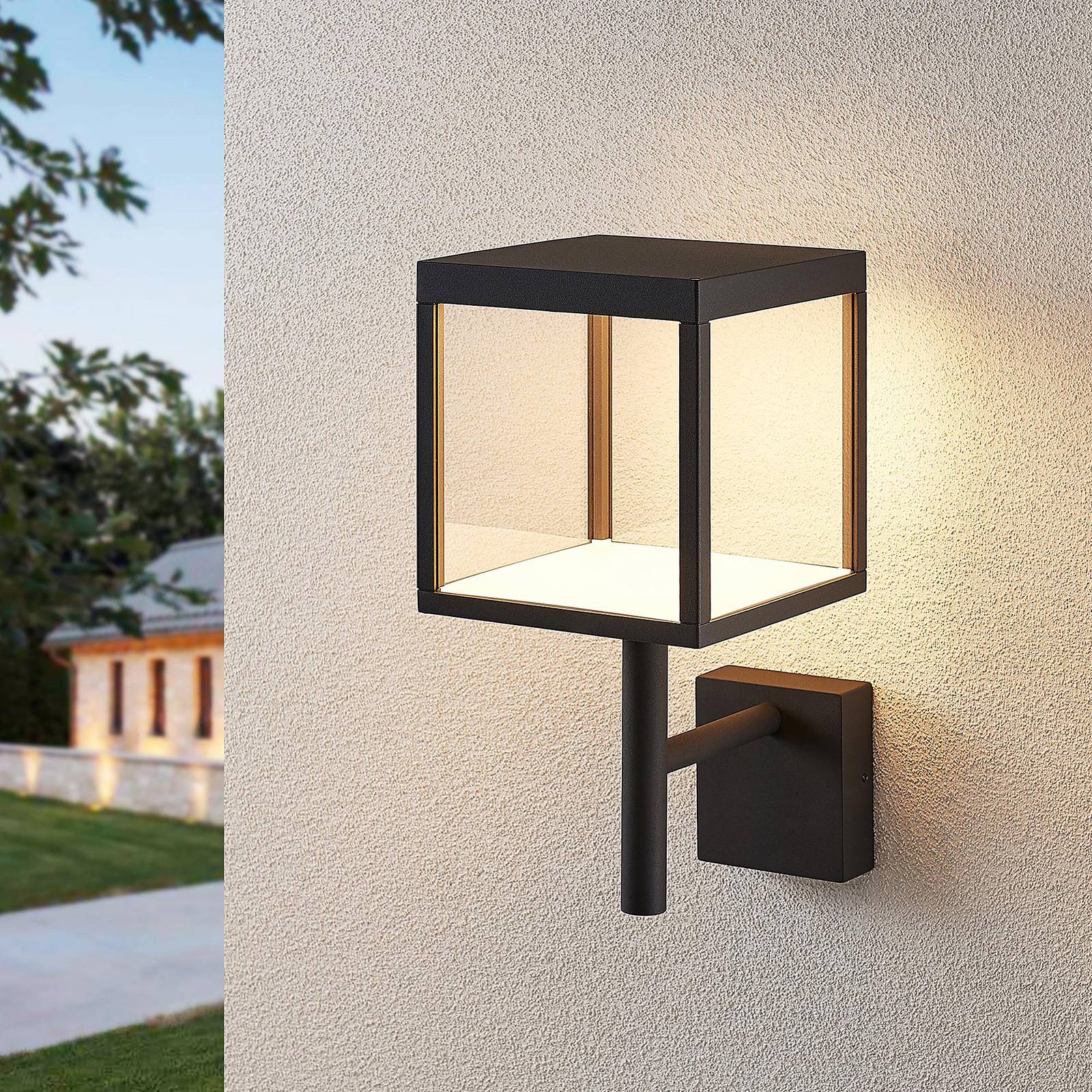 Image of Lucande Applique d’extérieur LED Cube, verre, graphite 4251096550405