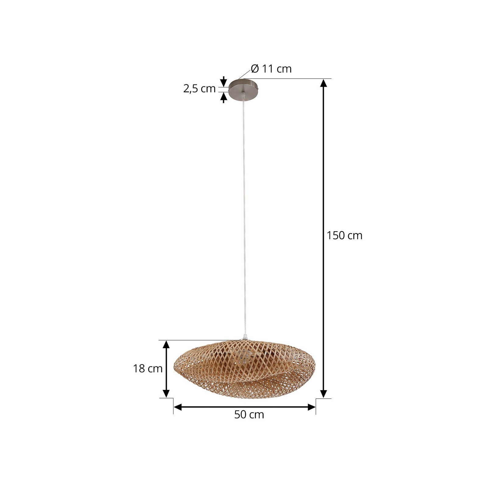 Lindby hanglamp Eleane, bamboe, naturel, Ø 50 cm