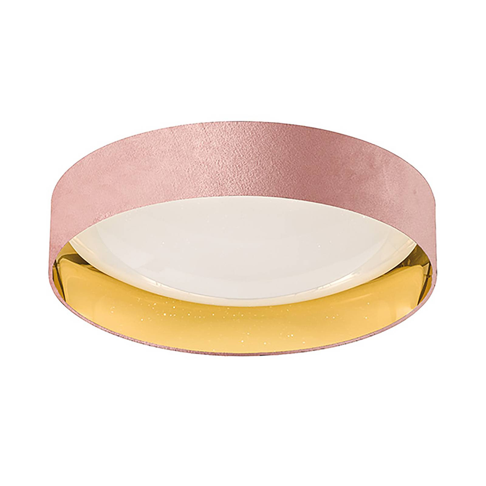 FISCHER & HONSEL Aura LED ceiling lamp, rose/gold, for Living / Dining Room, fabric, acrylic, 20 W, H: 10 cm