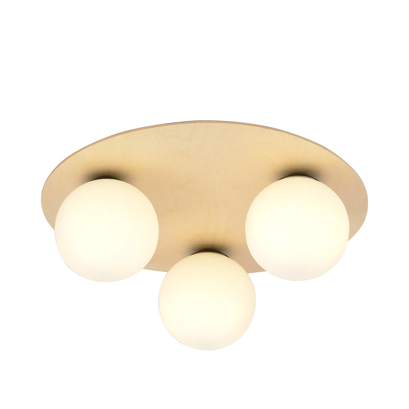 Plafón Kenzo, redondo, marrón/blanco, 3 luces