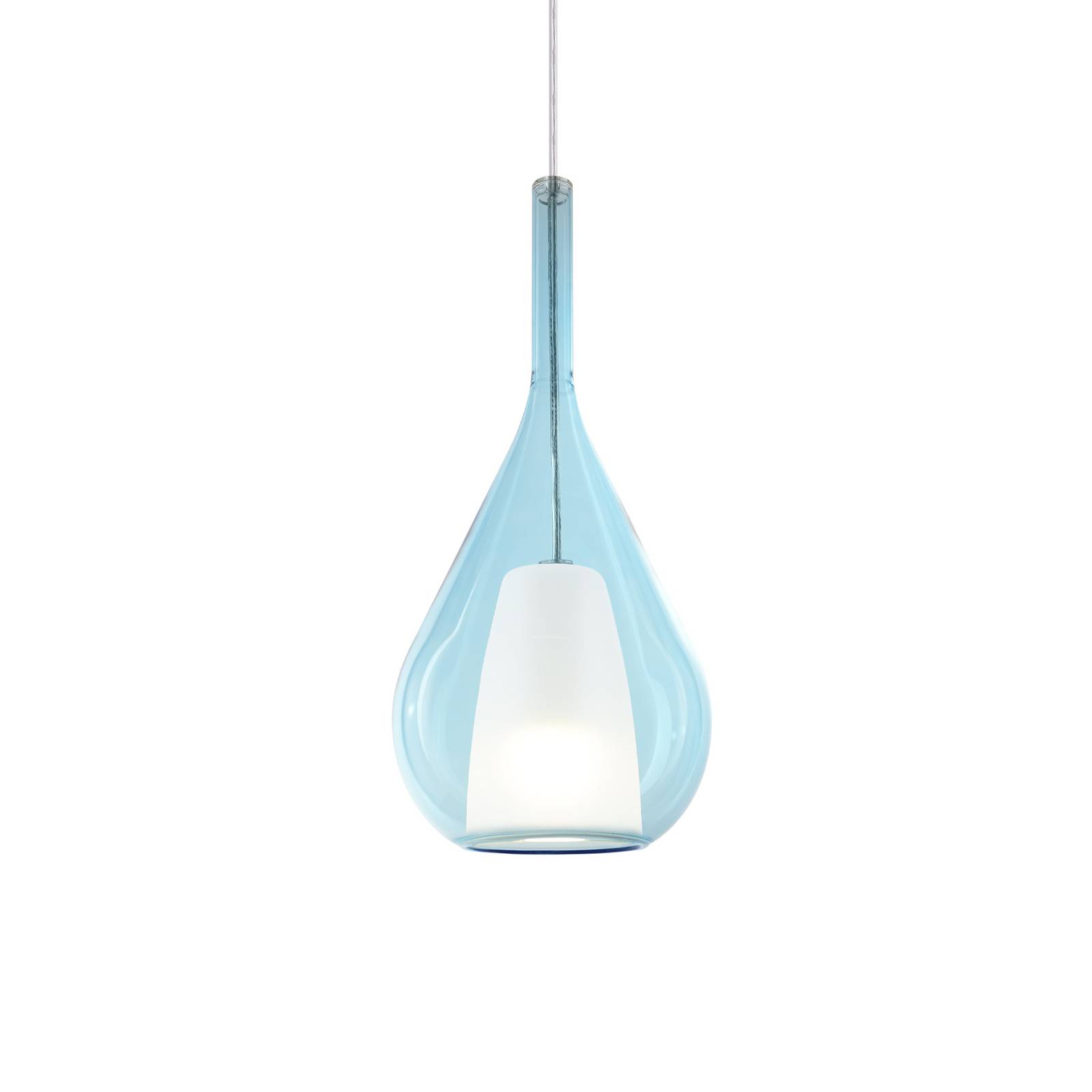 Ideal Lux Lampa wisząca Kalique 3, niebieska, Ø 18 cm, tworzywo sztuczne