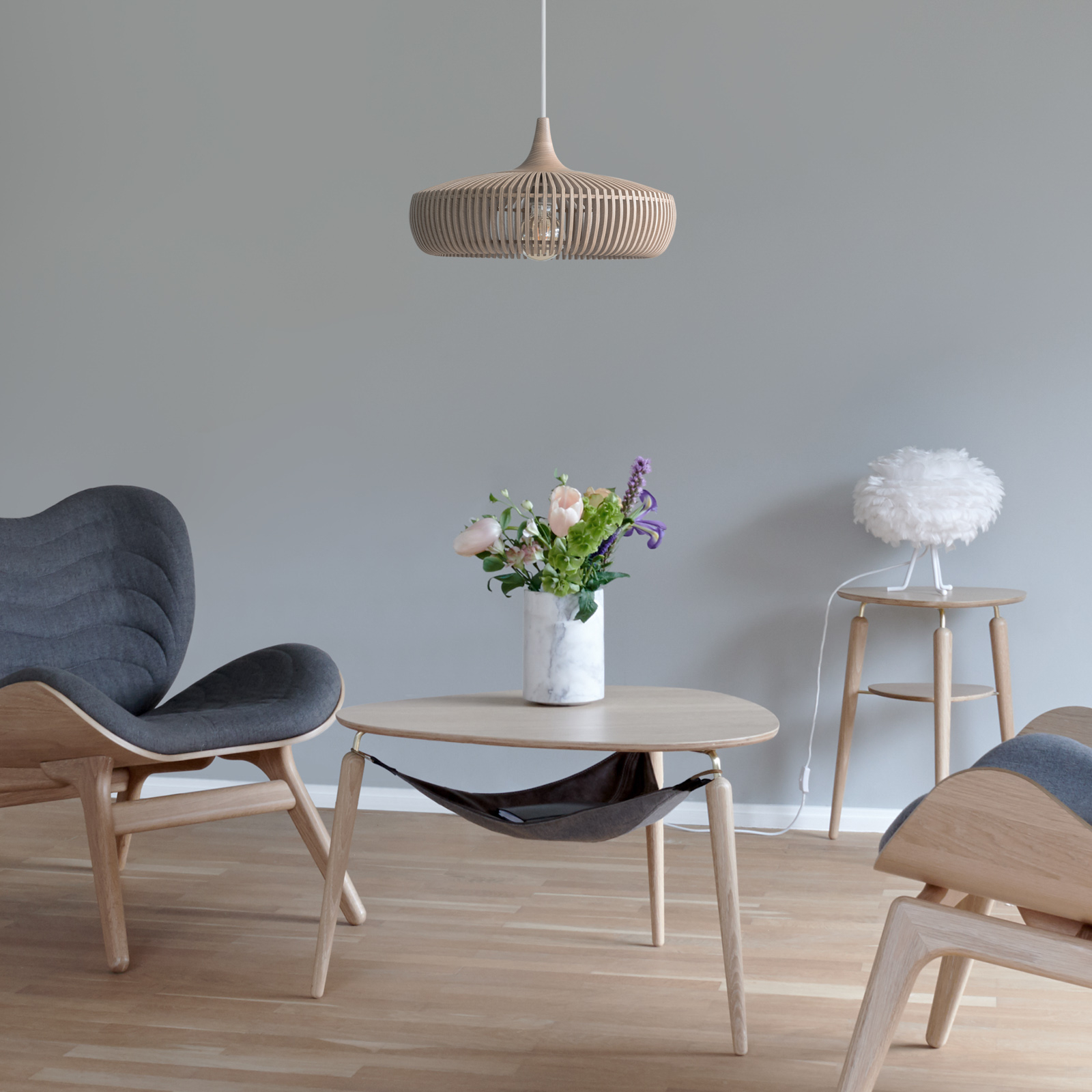 UMAGE Clava Dine natural oak, Cannonball blanc