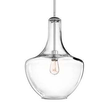 Medium glass hanging light Everly chrome socket