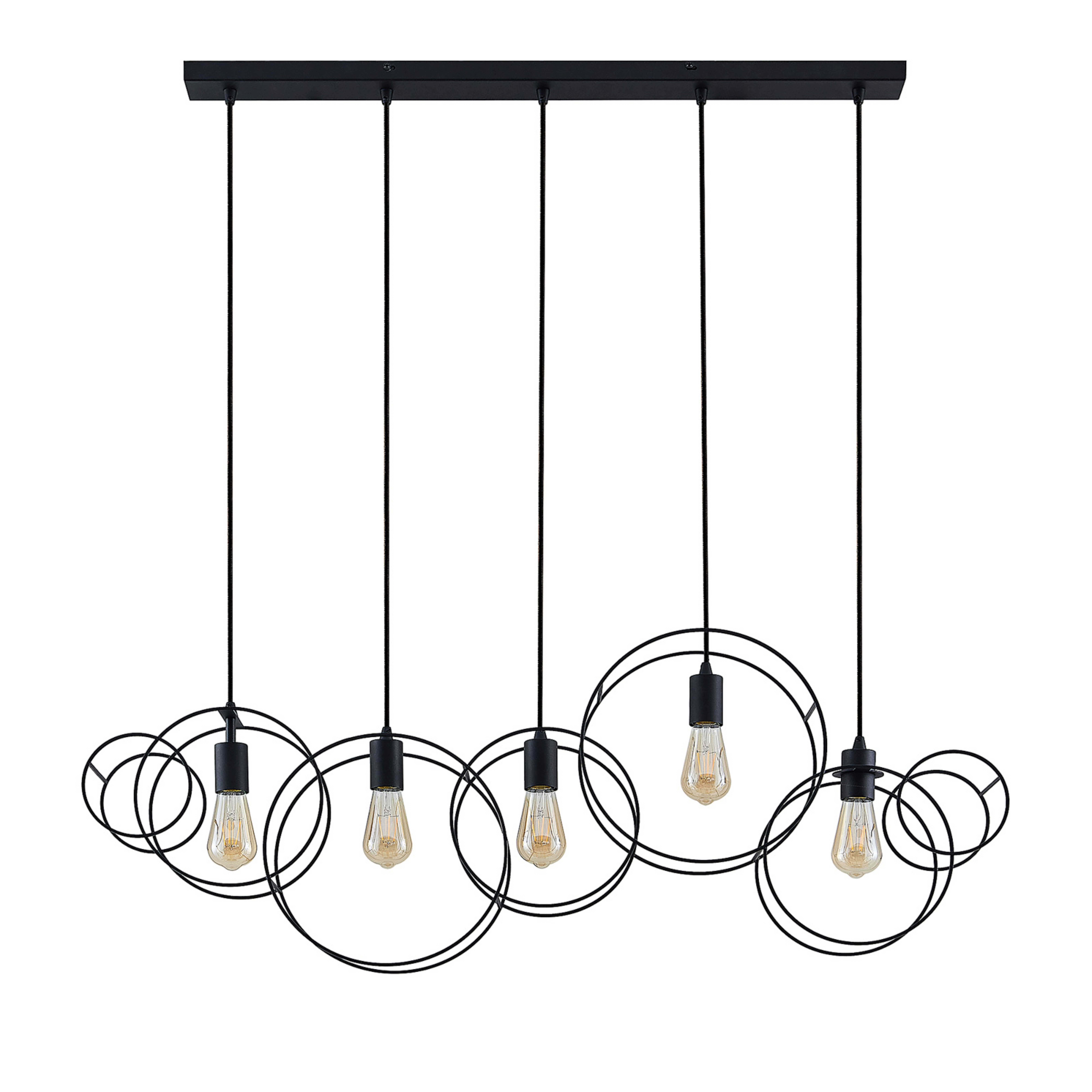 Andrik 5 Round Pendant Black - Lucande