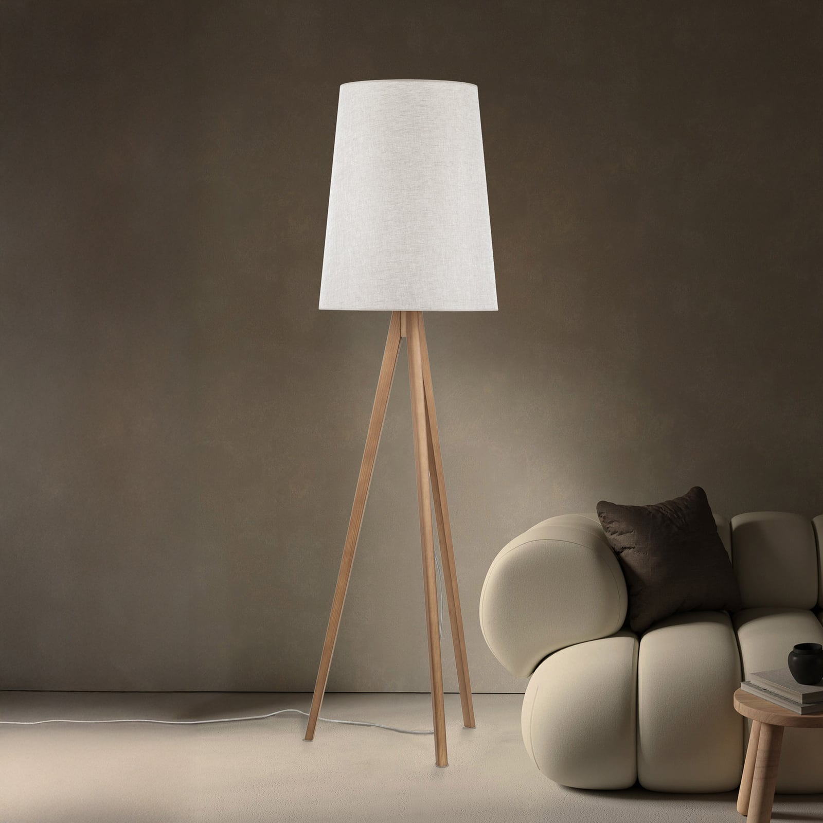 Piantana Walz, color crema, legno, altezza 175 cm, E27