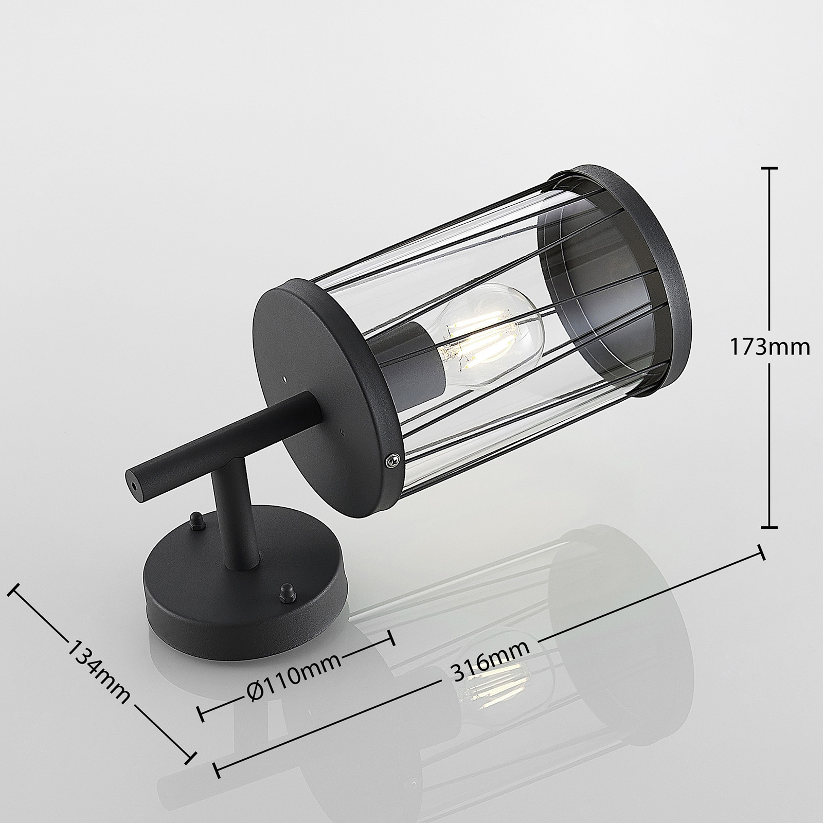 Yonan Außenwandleuchte Dark Grey/Clear - Lindby