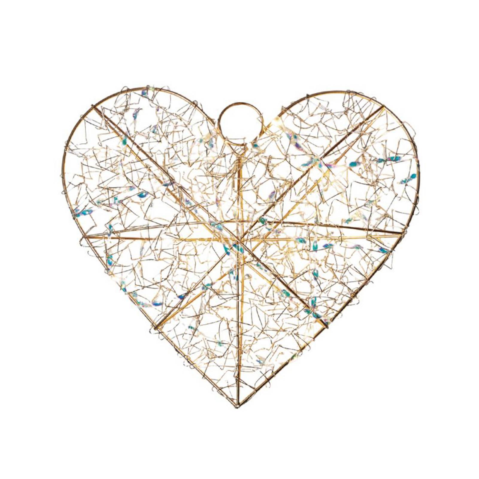 Dekoracja wnętrz LED Lily Heart, złota, 30 x 30 cm, bateria