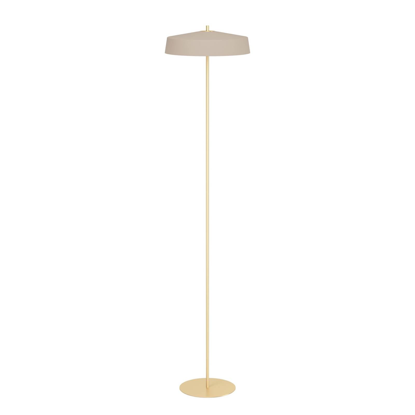EGLO Vloerlamp Valdiola, zandkleur/messing, metaal, hoogte 160 cm