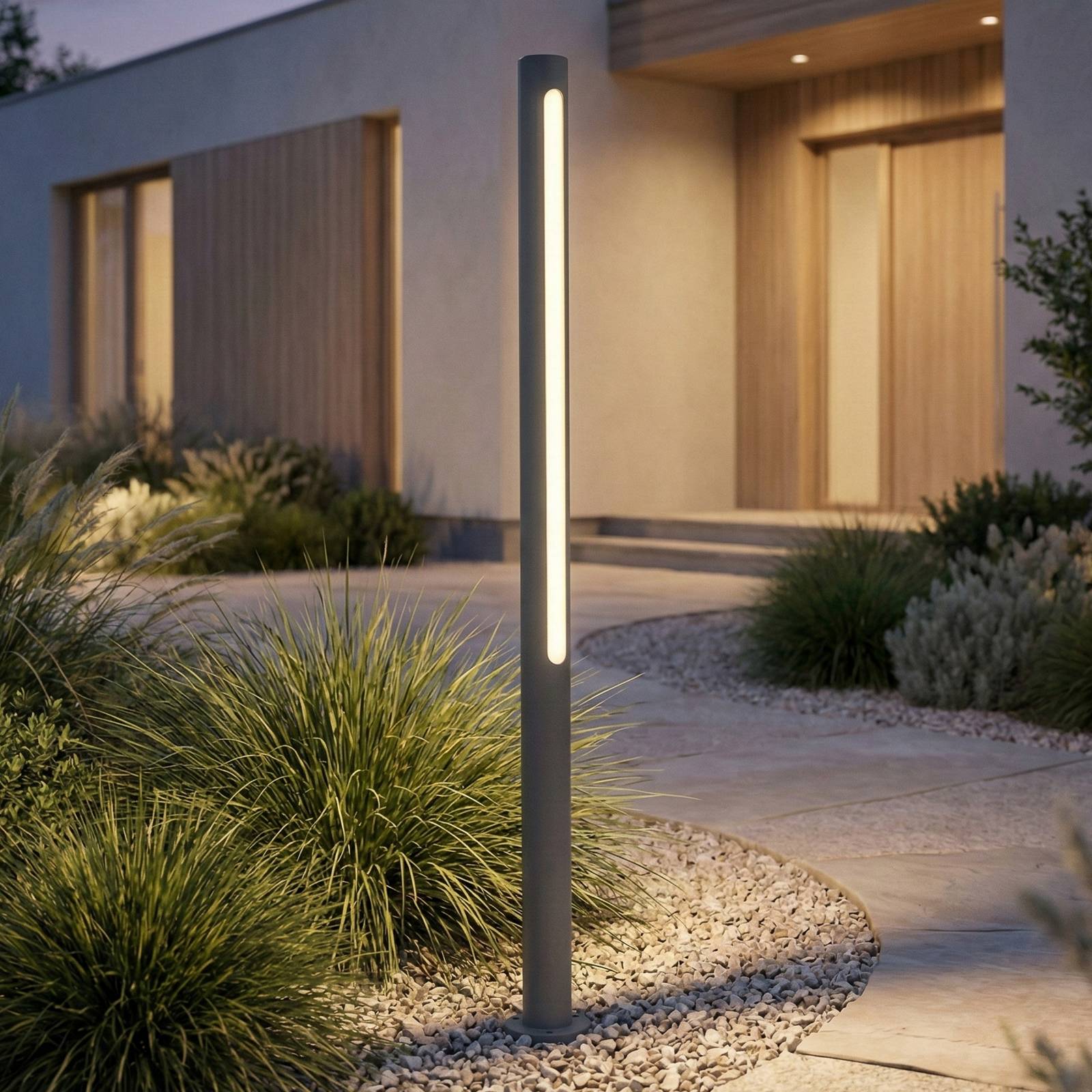 Bornes lumineuses LED Lindby Liravel, hauteur 90 cm, anthracite, IP65
